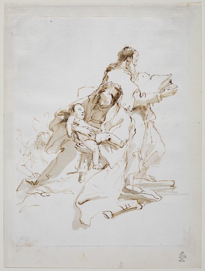 Hellig familie med Saint Joseph Reading, 1757 ca af Giovanni Battista Tiepolo