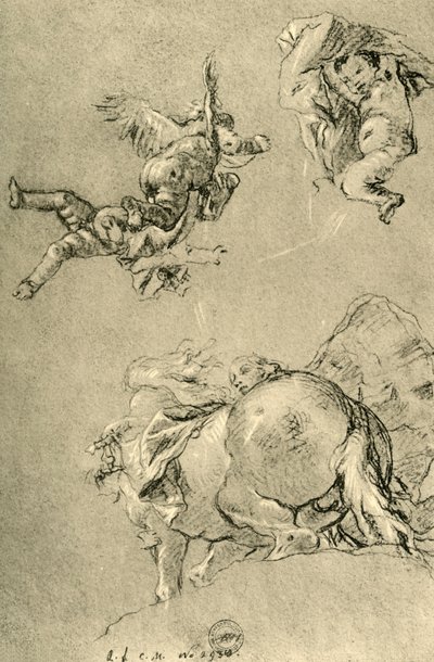 Svævende amoriner og en af horaerne med en solstue, 1752-1753, 1928 af Giovanni Battista Tiepolo