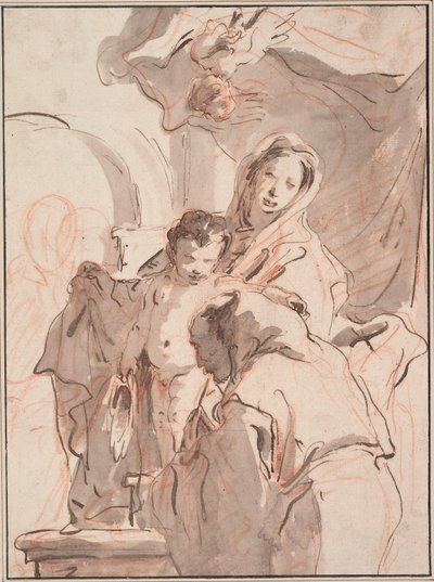 Madonna og barn med helgen af Giovanni-Battista Tiepolo