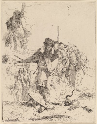 Tryllekunstner og andre om en slange af Giovanni Battista Tiepolo