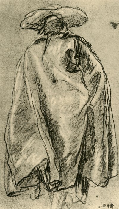 Mand i en stor kappe set bagfra, 1752, 1928 af Giovanni Battista Tiepolo
