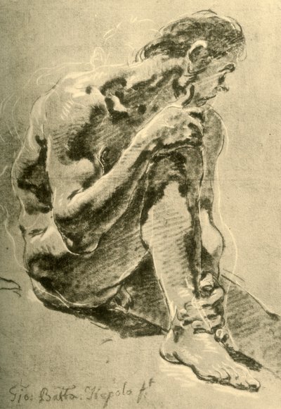 Nøgen siddende, 1715-1716, 1928 af Giovanni Battista Tiepolo
