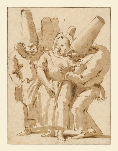 Punchinellos nærmer sig en kvinde af Giovanni Battista Tiepolo