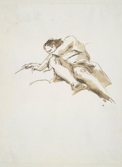 Tilbagelænet mandsfigur set nedefra af Giovanni Battista Tiepolo