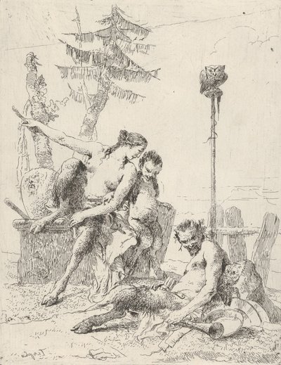 Satyr-familien Pan og hans familie, fra Scherzi, ca. 1743-50. af Giovanni Battista Tiepolo