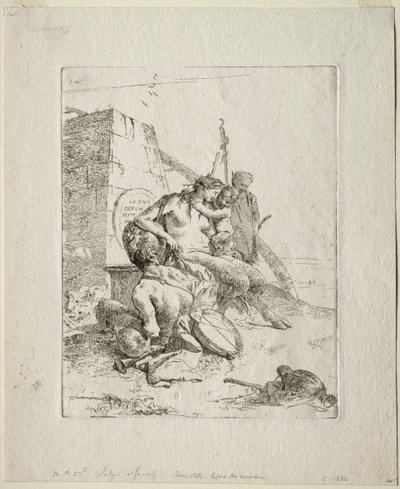 Scherzi: Satyrfamilie med Obelisken. af Giovanni Battista Tiepolo