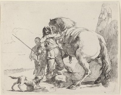 Soldat med Hest og ledsager af Giovanni Battista Tiepolo