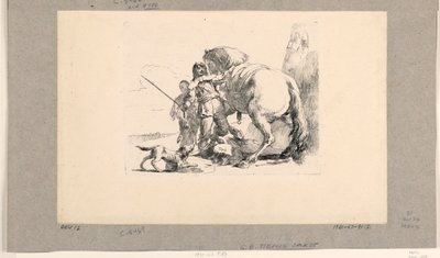 Soldat med hest og brudgom, fra Vari Capricci af Giovanni-Battista Tiepolo