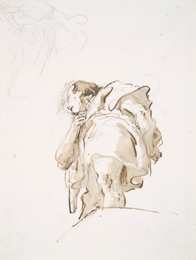 Stående mandsfigur set skråt nedefra af Giovanni-Battista Tiepolo