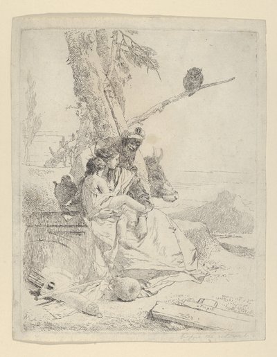 Familien til den orientalske bonde, fra Scherzi, ca. 1740. af Giovanni Battista Tiepolo