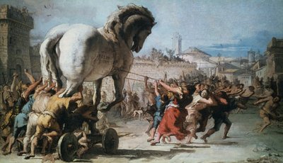 Processionen af den trojanske hest til Troja, c1760 af Giovanni Battista Tiepolo