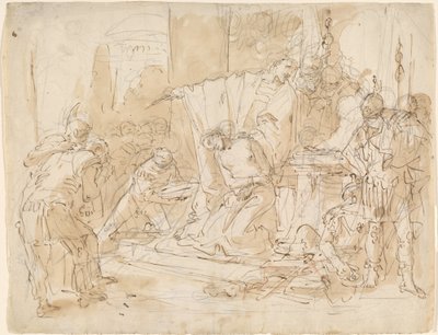 The Sacrifice of Iphigenia (recto) / Studie af en mandlig nøgen (verso) af Giovanni Battista Tiepolo
