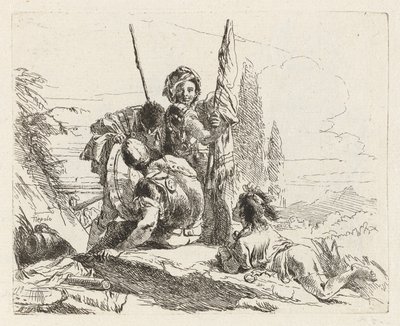 Tre soldater og en dreng, fra Vari capricci (Various Capriccios) af Giovanni Battista Tiepolo