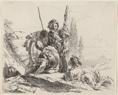 Tre soldater og en ung af Giovanni Battista Tiepolo