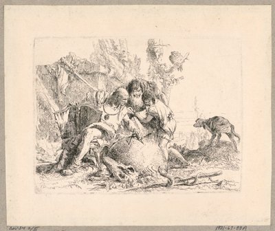 Two Philosophers and Boy, tallerken 22 fra Scherzi di Fantasia af Giovanni Battista Tiepolo