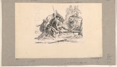 To soldater og to kvinder, fra Vari Capricci af Giovanni Battista Tiepolo