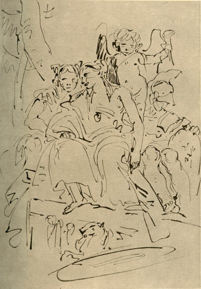 Two Women, Eros and a Soldier, midten af det 18. århundrede, 1928 af Giovanni Battista Tiepolo