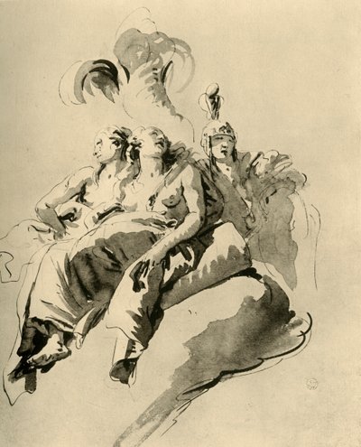 To unge kvinder og en soldat, midten af det 18. århundrede, 1928 af Giovanni Battista Tiepolo