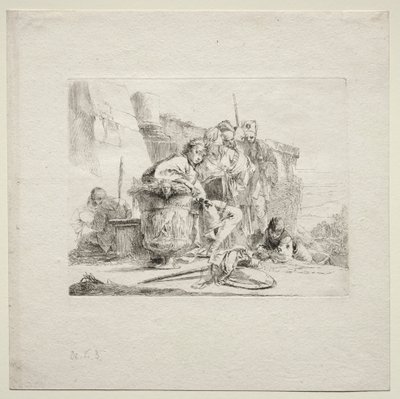 Forskellige luner: Den unge mand siddende, lænet op ad en urne af Giovanni Battista Tiepolo