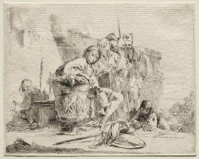 Forskellige luner: Ung mand siddende, lænet op ad en urne af Giovanni Battista Tiepolo