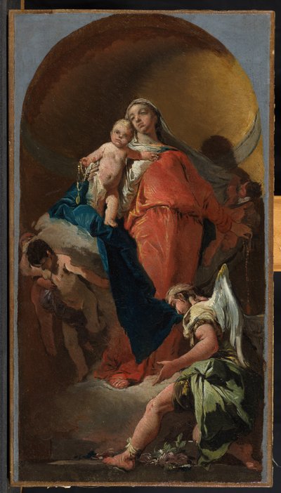 Jomfru og barn med en engel, c.1725-28 af Giovanni Battista Tiepolo