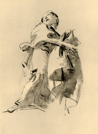 Kvinde bøjer til højre, men ser op, midten af 1700-tallet, 1928 af Giovanni Battista Tiepolo