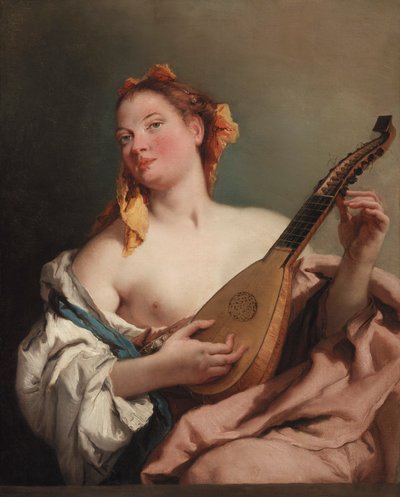 Kvinde med mandolin af Giovanni-Battista Tiepolo