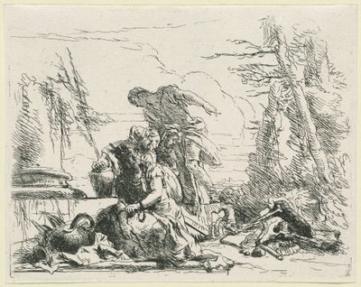 Kvinder og mænd om en brændende knogler af Giovanni Battista Tiepolo