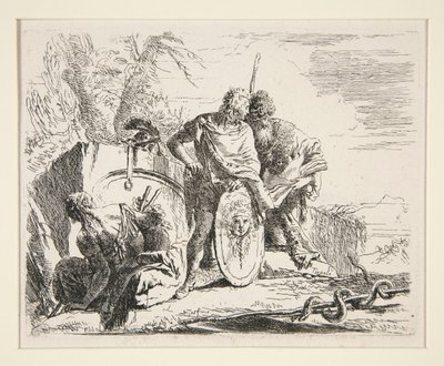 Ung soldat med filosof og siddende kvinde, fra serien Vari Capricci af Giovanni Battista Tiepolo