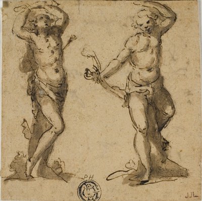 To skitser af Sankt Sebastian af Giovanni Battista Trotti