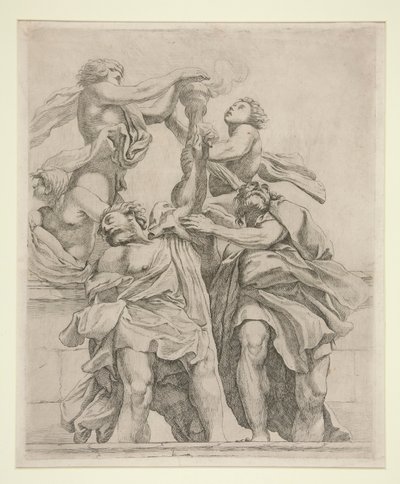 To apostle og tre engle af Giovanni Battista Vanni
