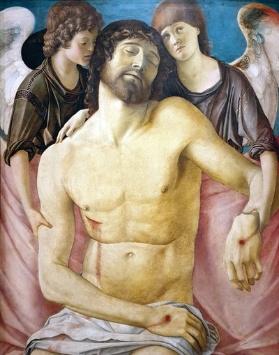 Tysk: Der tote Christus, von zwei Engeln gestützt Den døde Kristus, støttet af to engle af Giovanni Bellini