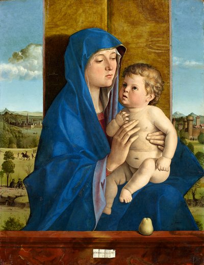 Italiensk: Madonna col Bambino (Madonna di Alzano) Madonna med pære af Giovanni Bellini