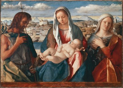 Madonna og barn med Johannes Døberen og en hellig af Giovanni Bellini
