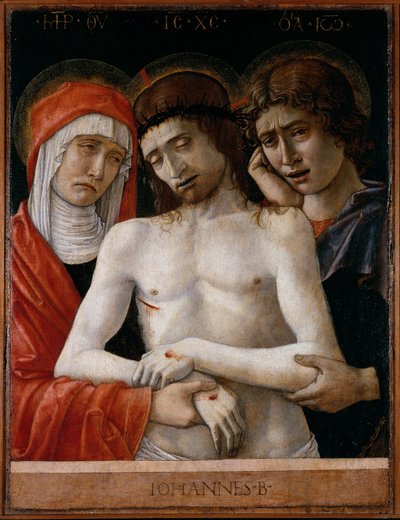 Pietà med Madonna og Johannes Evangelisten af Giovanni Bellini