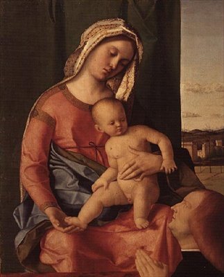 Madonnaen og barnet med en donor af Giovanni Bellini