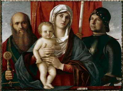 Virgin with child between st Paul and st George Painting by Giovanni Bellini dit il Giambellinodani af Giovanni Bellini