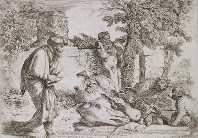 Diogenes leder efter en ærlig mand (ætsning) af Giovanni Benedetto Castiglione