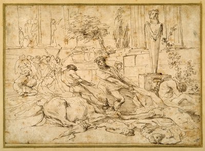 The Pest at Ashdod (pen og blæk på papir) af Giovanni Benedetto (1609 64) Castiglione