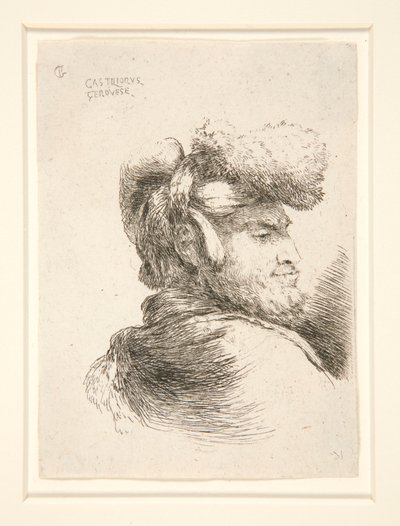 A Man in Profile, drejet til højre, fra serien Les petites tetes d af Giovanni Benedetto Castiglione