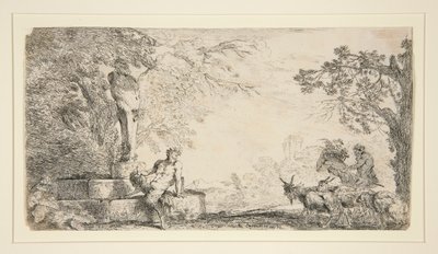 En Satyr hviler under en Herm af Giovanni Benedetto Castiglione