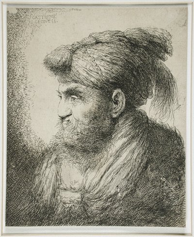 Skægget mand med turban, 1647-51 af Giovanni Benedetto Castiglione