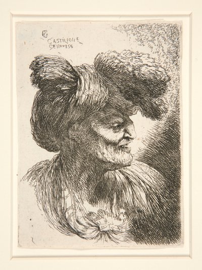Figur mod højre, fra serien Small Studies of Heads af Giovanni Benedetto Castiglione