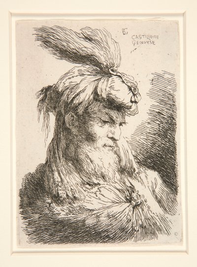 Figur mod højre, fra serien Small Studies of Heads af Giovanni Benedetto Castiglione