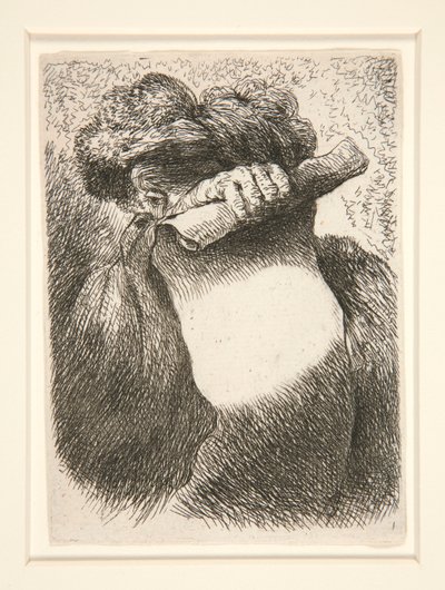 Figur Holding a Large Banderole, fra serien Small Studies of Heads af Giovanni Benedetto Castiglione