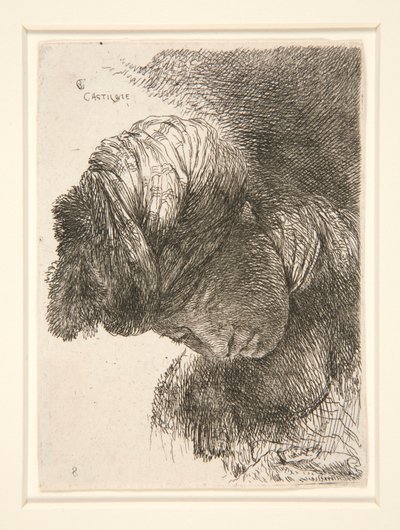 Figur med sænket hoved, fra serien Small Studies of Heads af Giovanni Benedetto Castiglione