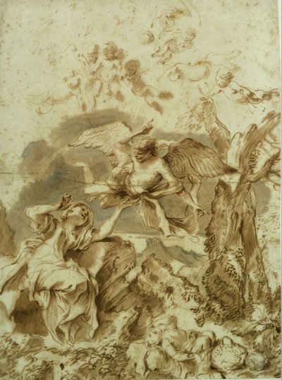 Hagar og Ismael i ørkenen af Giovanni Benedetto Castiglione