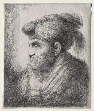 Leder af en mand i orientalsk turban af Giovanni Benedetto Castiglione