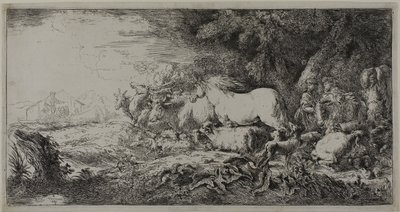 Noah og dyrene på vej ind i arken af Giovanni Benedetto Castiglione