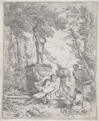 Pan Liggende foran en Herm af Giovanni Benedetto Castiglione